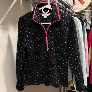 Vineyard Vines Dalmatian Black and Pink zip pullover like new